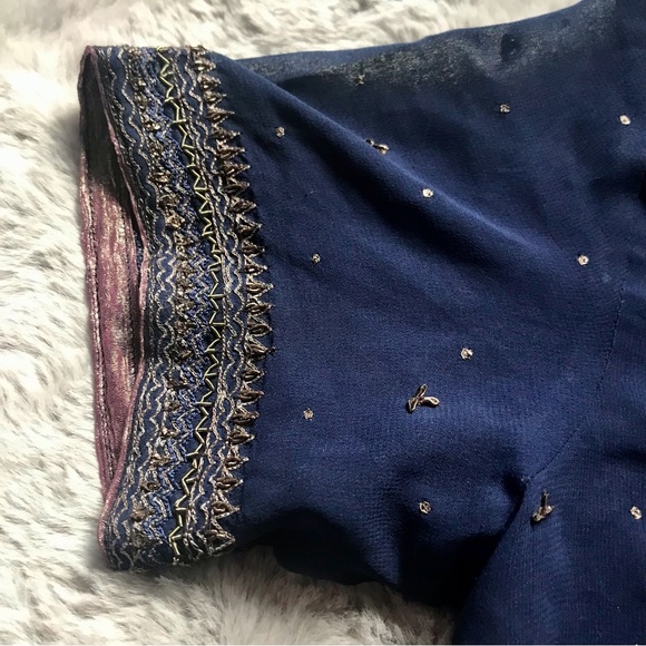 Women’s size 36 embroidered Kurti Tunic top polyester chiffon made in India - Picture 6 of 7